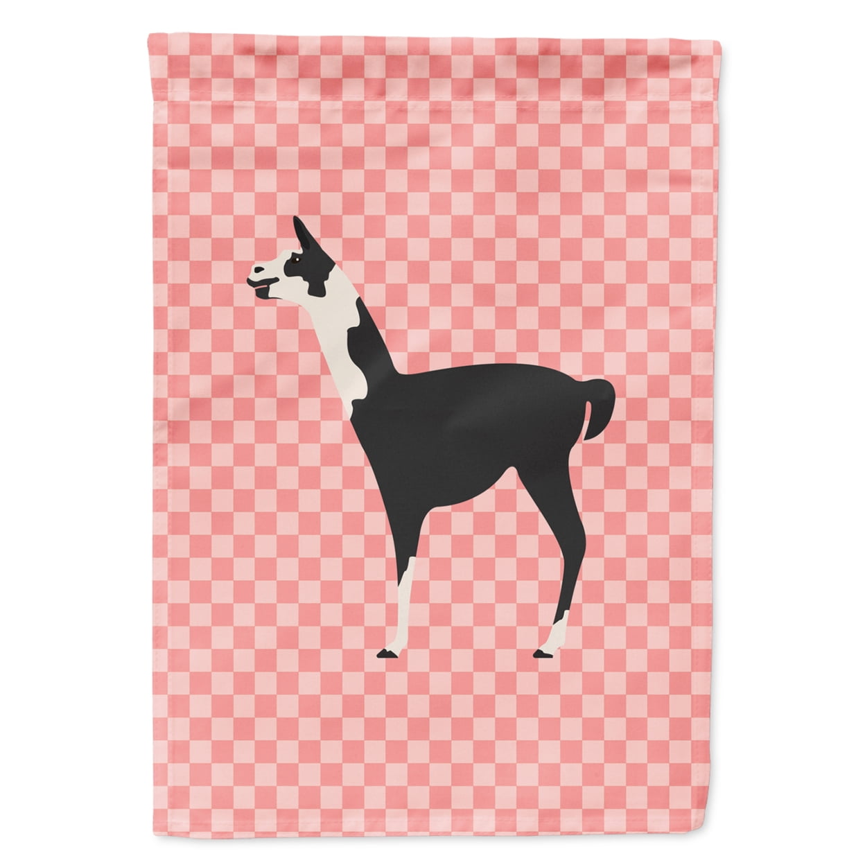 Llama Q Ara Pink Check Garden Flag