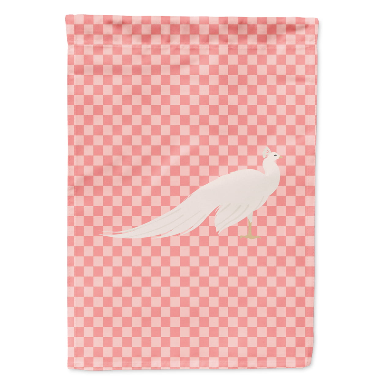 White Peacock Peafowl Pink Check Garden Flag