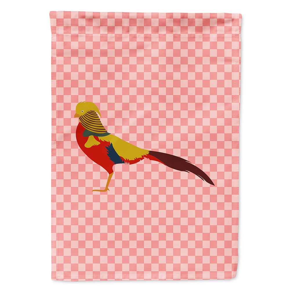 Golden Or Chinese Pheasant Pink Check Garden Flag