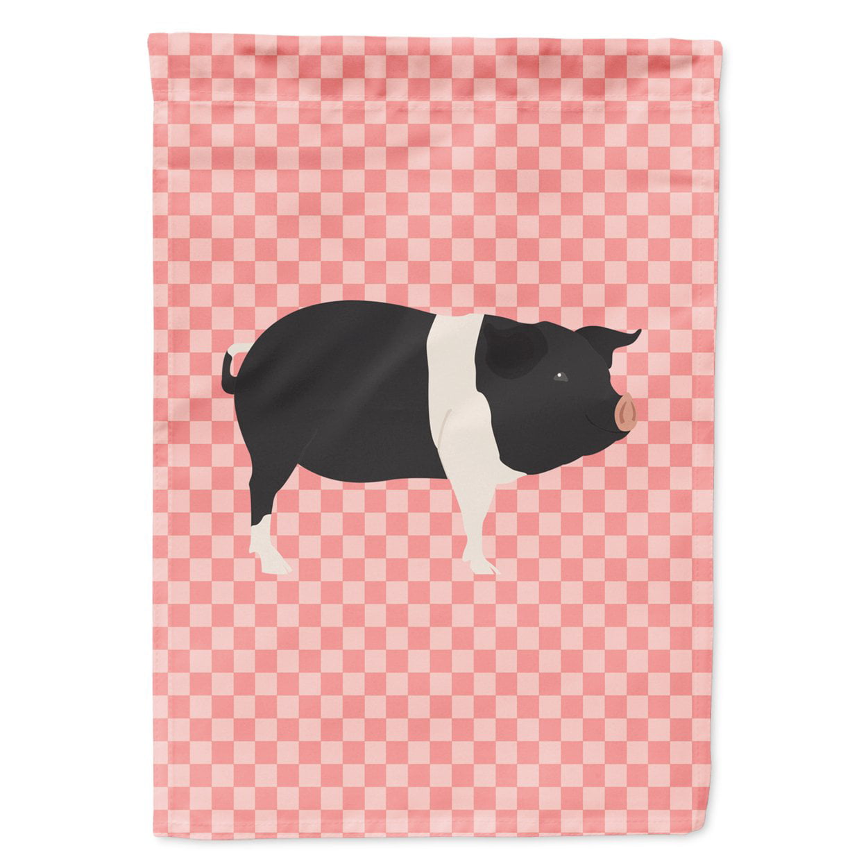 Hampshire Pig Pink Check Garden Flag