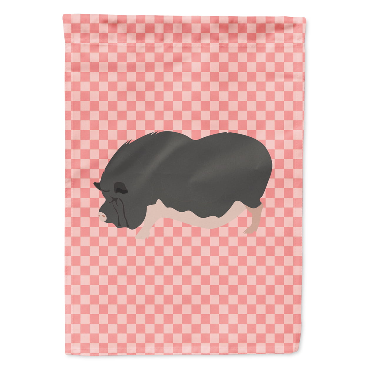 Vietnamese Pot-Bellied Pig Pink Check Garden Flag