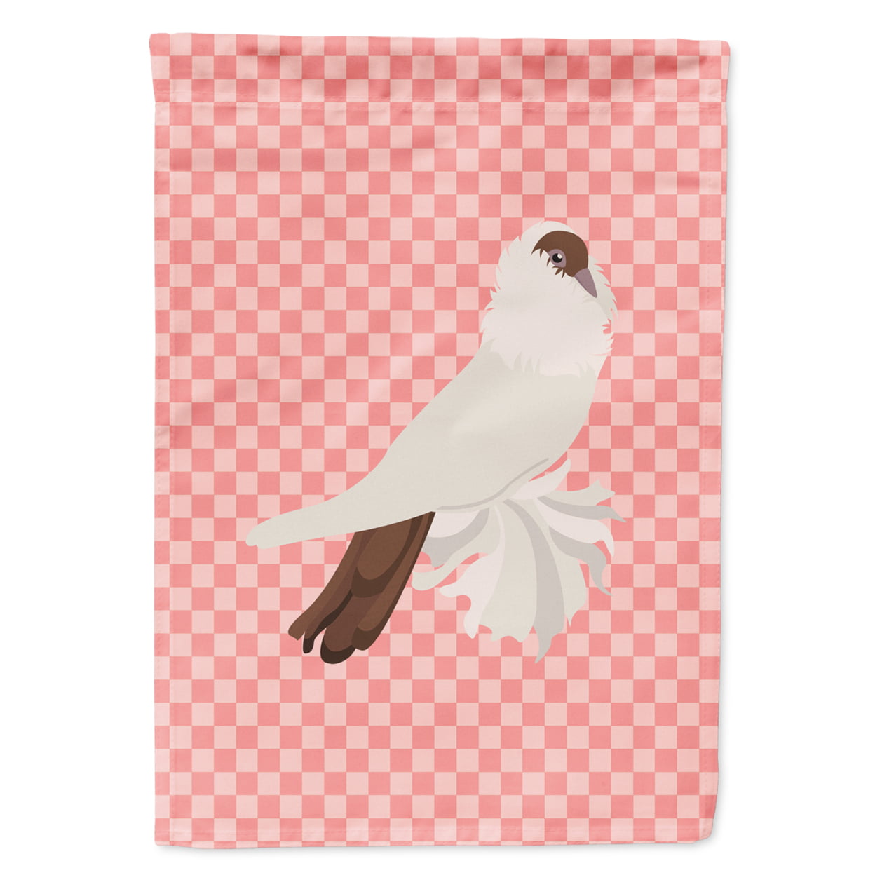 German Helmet Pigeon Pink Check Garden Flag