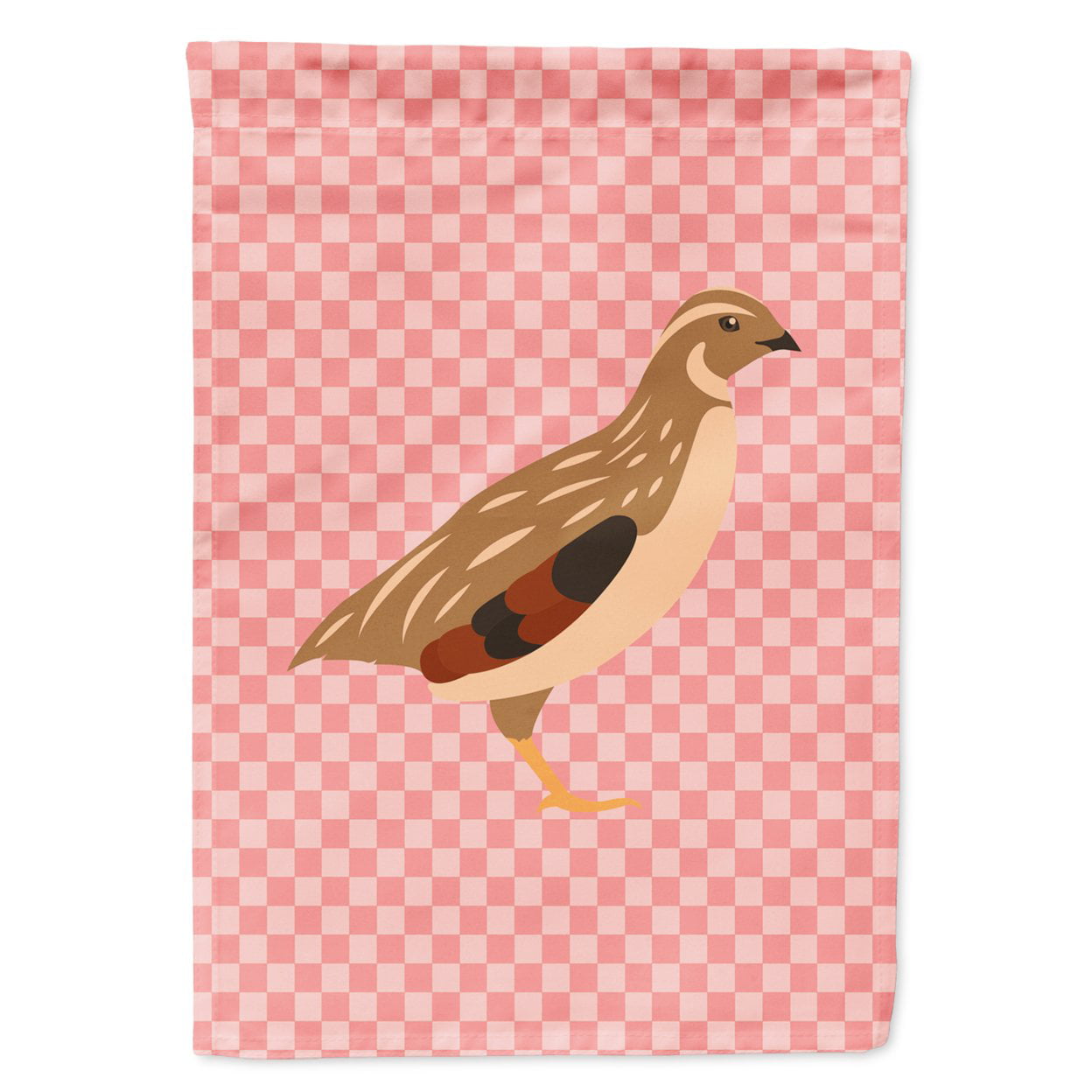 Golden Phoenix Quail Pink Check Garden Flag