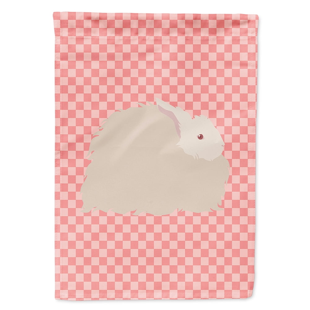 Fluffy Angora Rabbit Pink Check Garden Flag