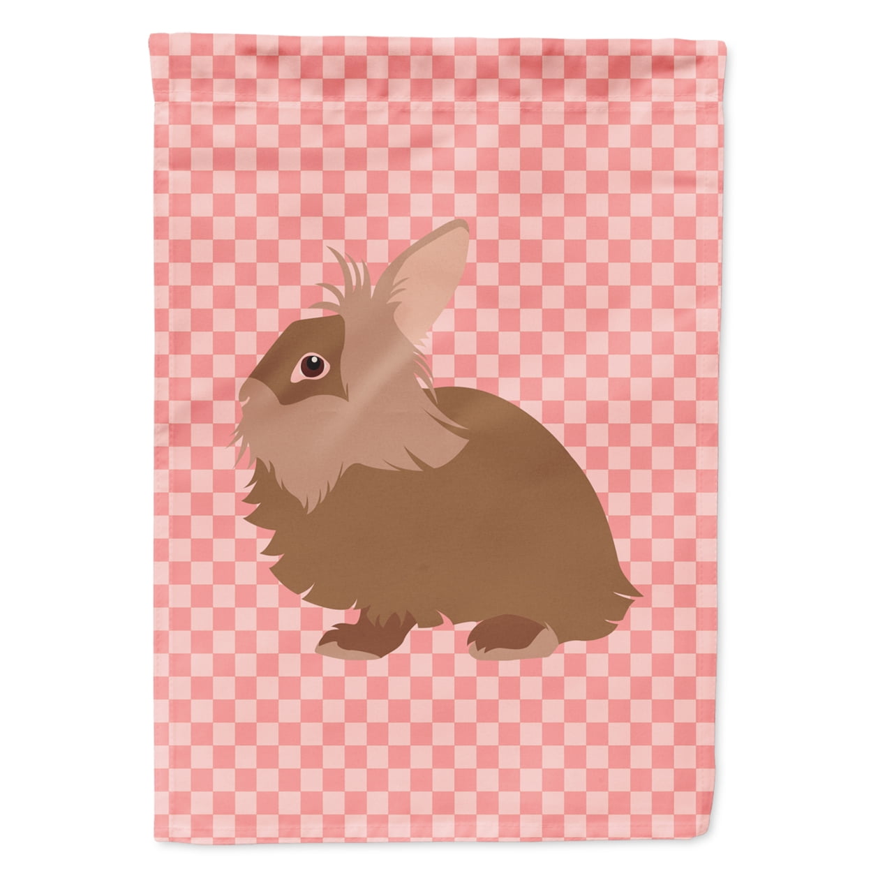 Lionhead Rabbit Pink Check Garden Flag