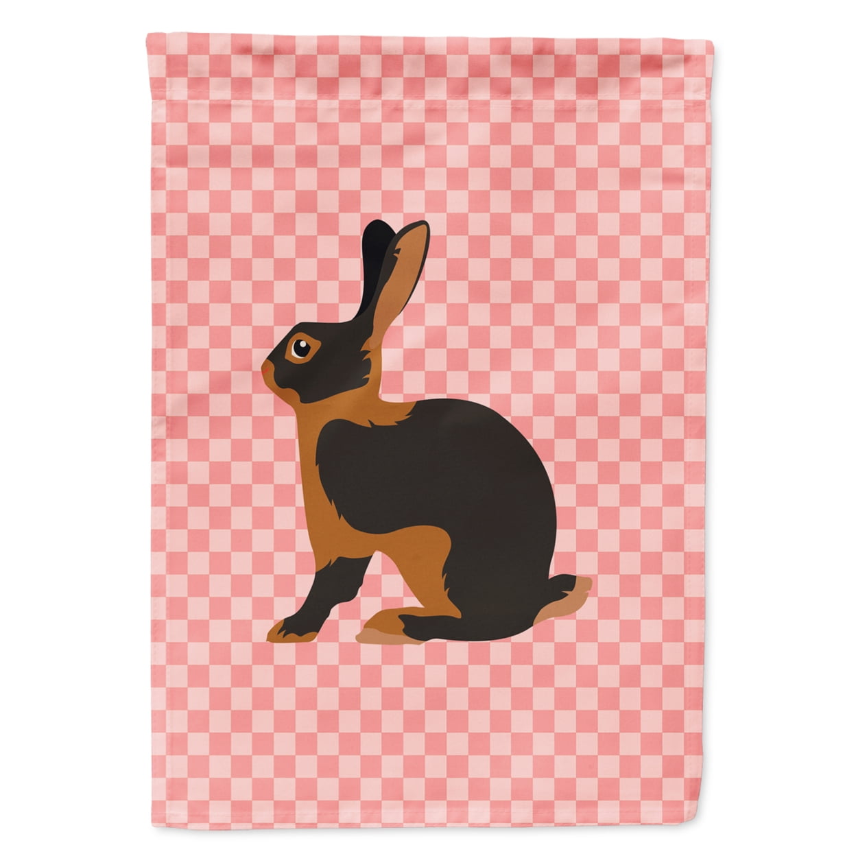 Tan Rabbit Pink Check Garden Flag