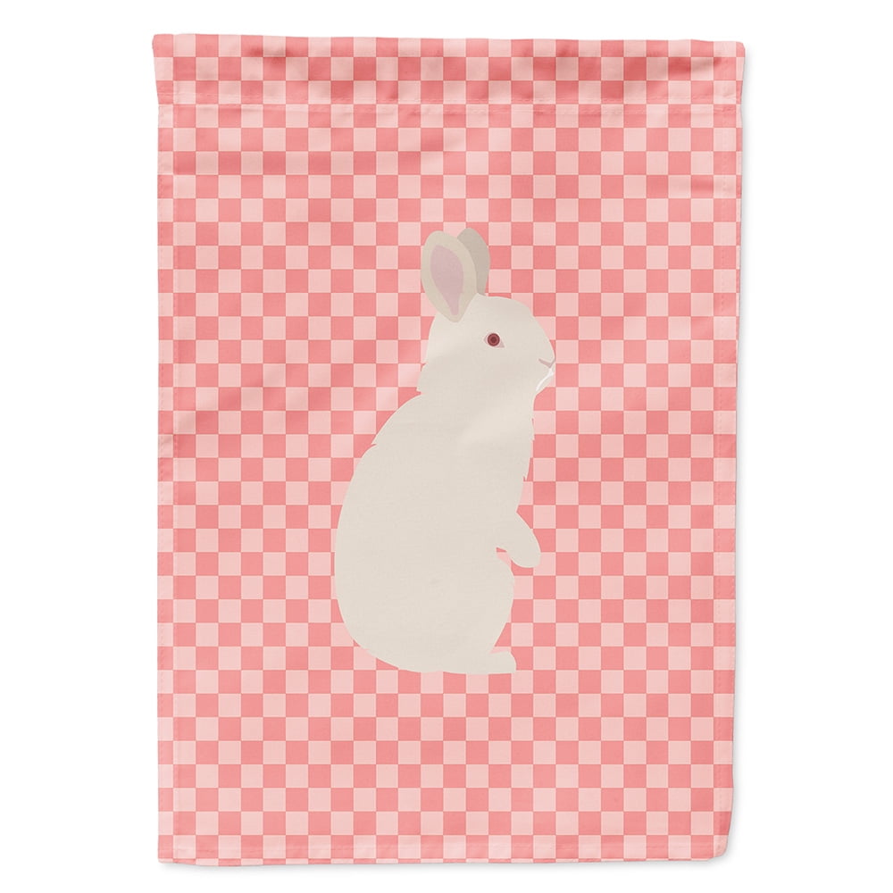 New Zealand White Rabbit Pink Check Garden Flag