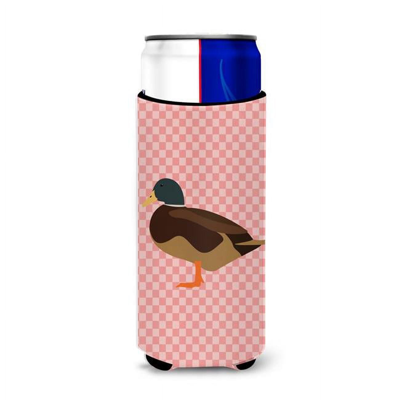 Silver Bantam Duck Pink Check Michelob Ultra Hugger for Slim Cans