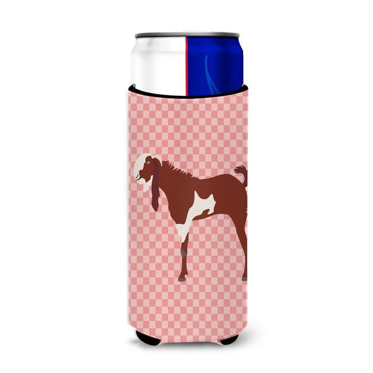 Jamnapari Goat Pink Check Michelob Ultra Hugger for Slim Cans - Pink Check