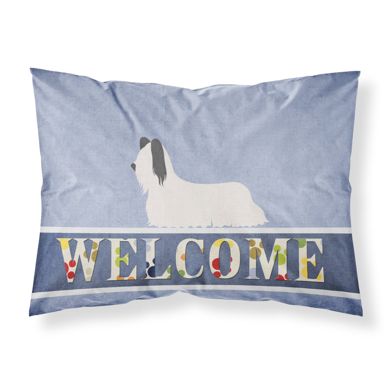 Skye Terrier Welcome Fabric Standard Pillowcase - Multi-Colored - Standard