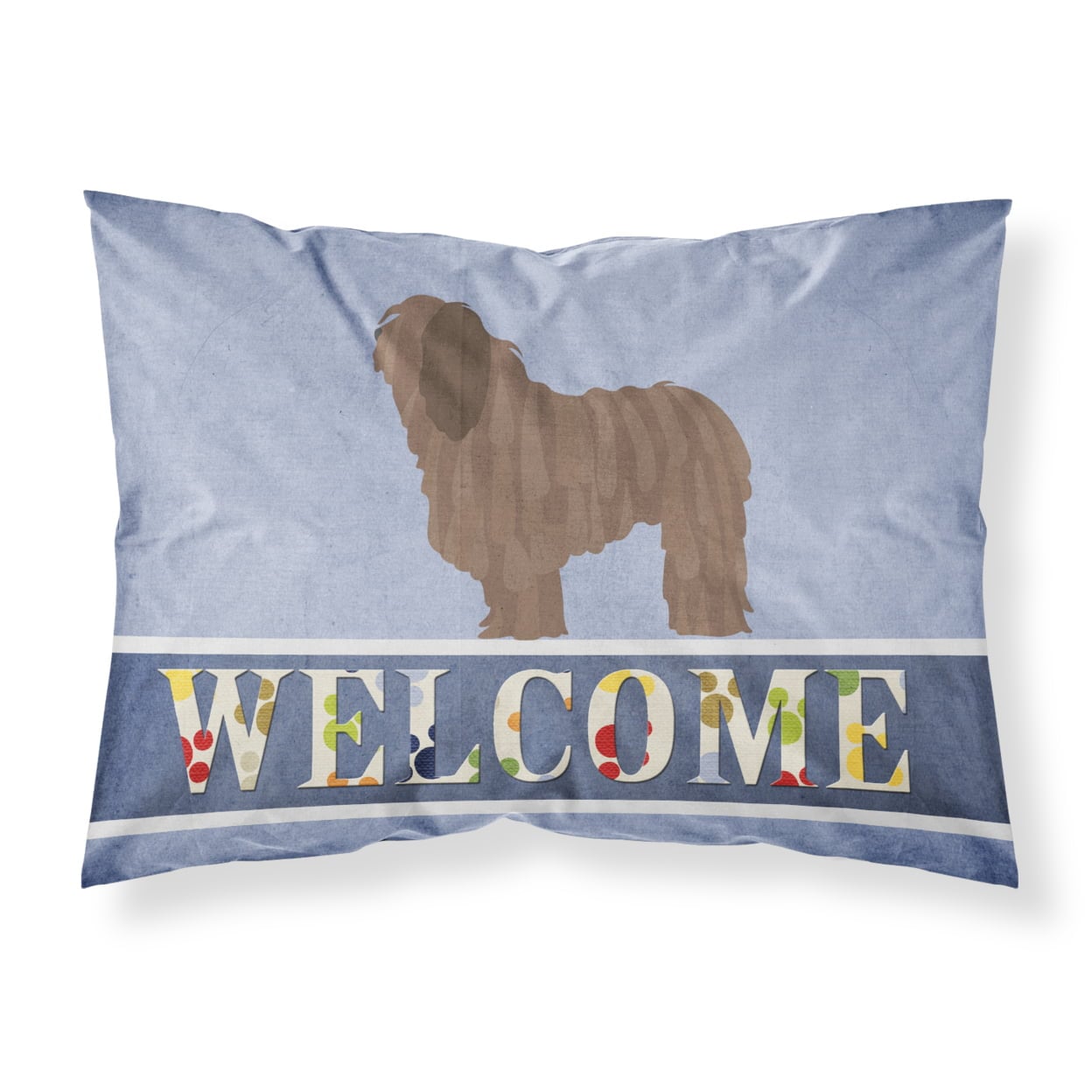 Bergamasco Shepherd Welcome Fabric Standard Pillowcase - Multi-Colored - Standard
