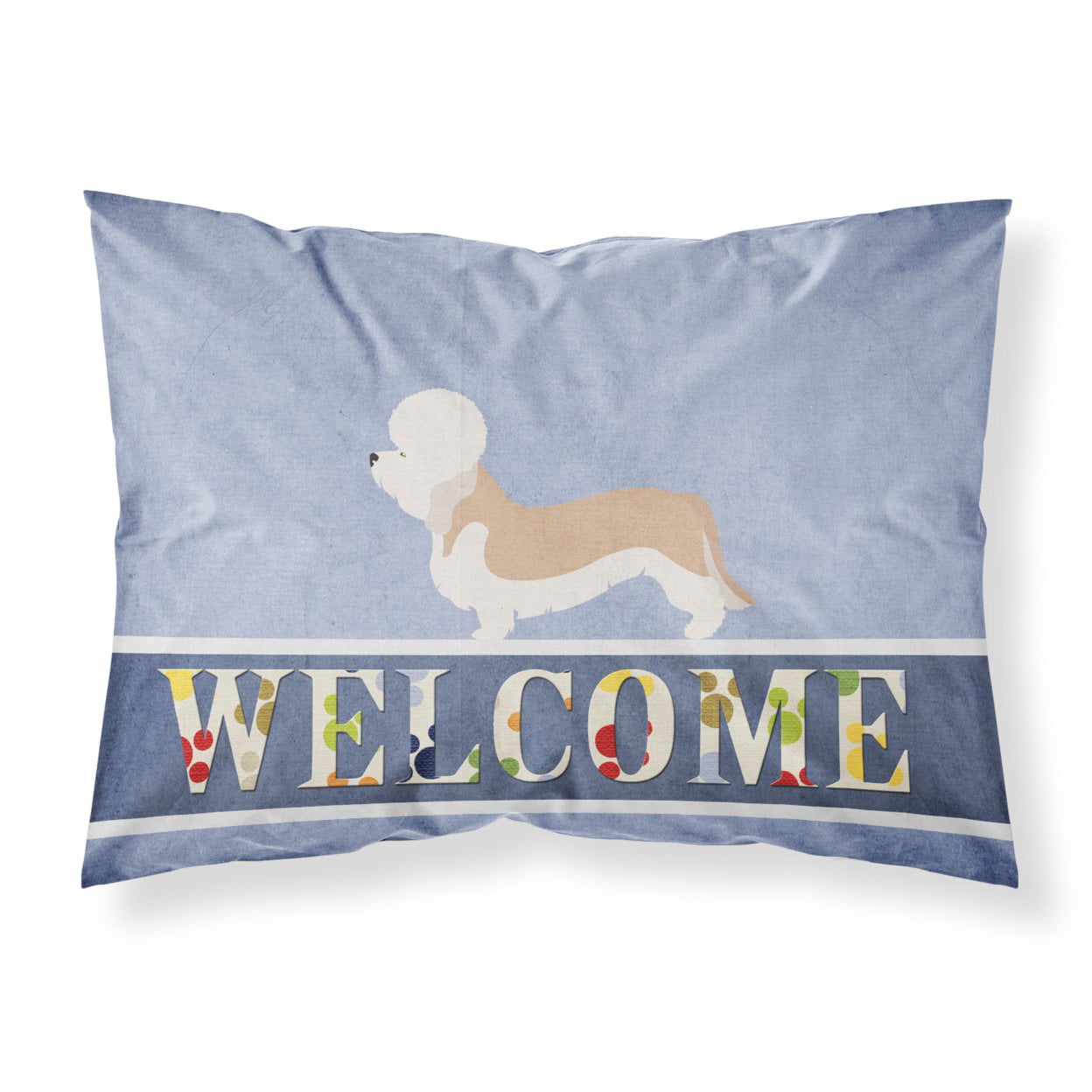 Dandie Dinmont Terrier Welcome Fabric Standard Pillowcase - Multi-Colored - Standard
