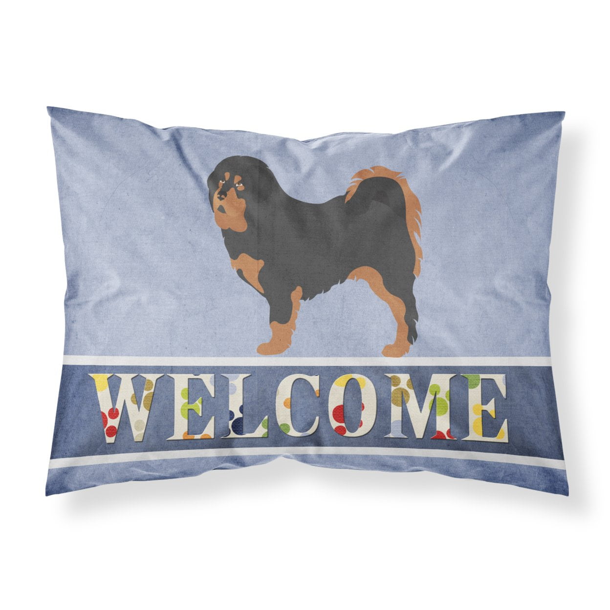 Tibetan Mastiff Welcome Fabric Standard Pillowcase - Multi-Colored - Standard