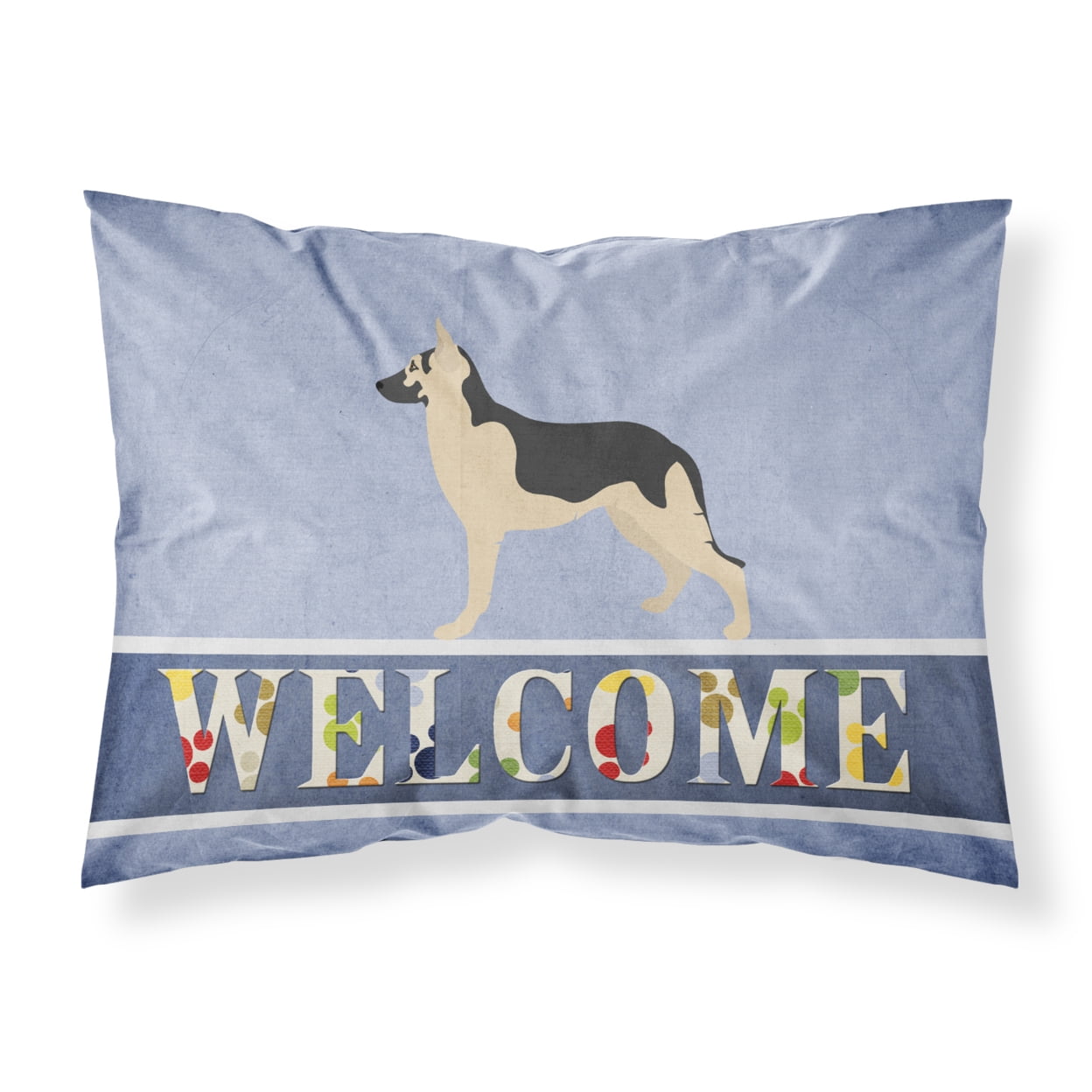 German Shepherd Welcome Fabric Standard Pillowcase - Multi-Colored - Standard