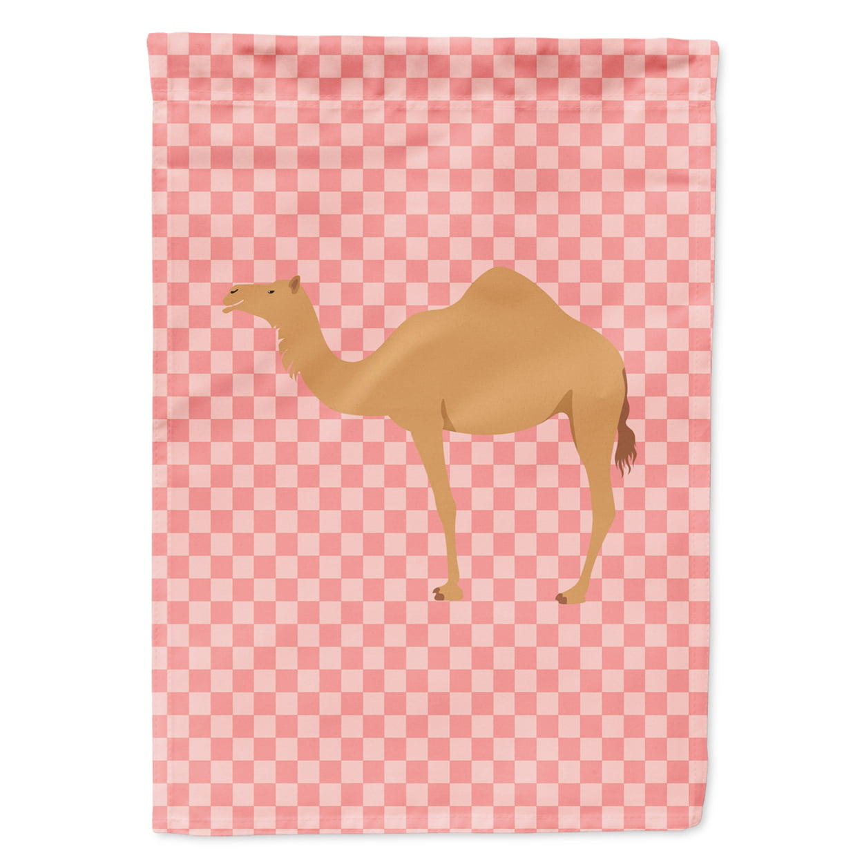 Arabian Camel Dromedary Pink Check Flag Garden Size