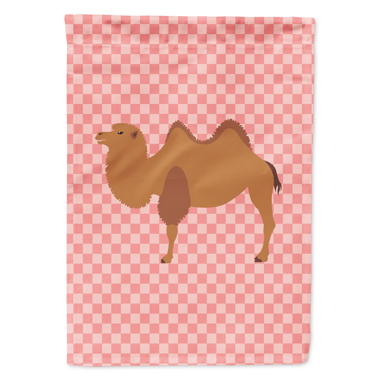 Bactrian Camel Pink Check Flag Garden Size