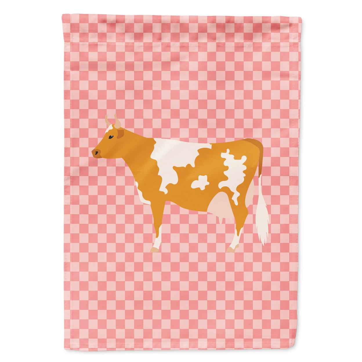 Guernsey Cow Pink Check Flag Garden Size
