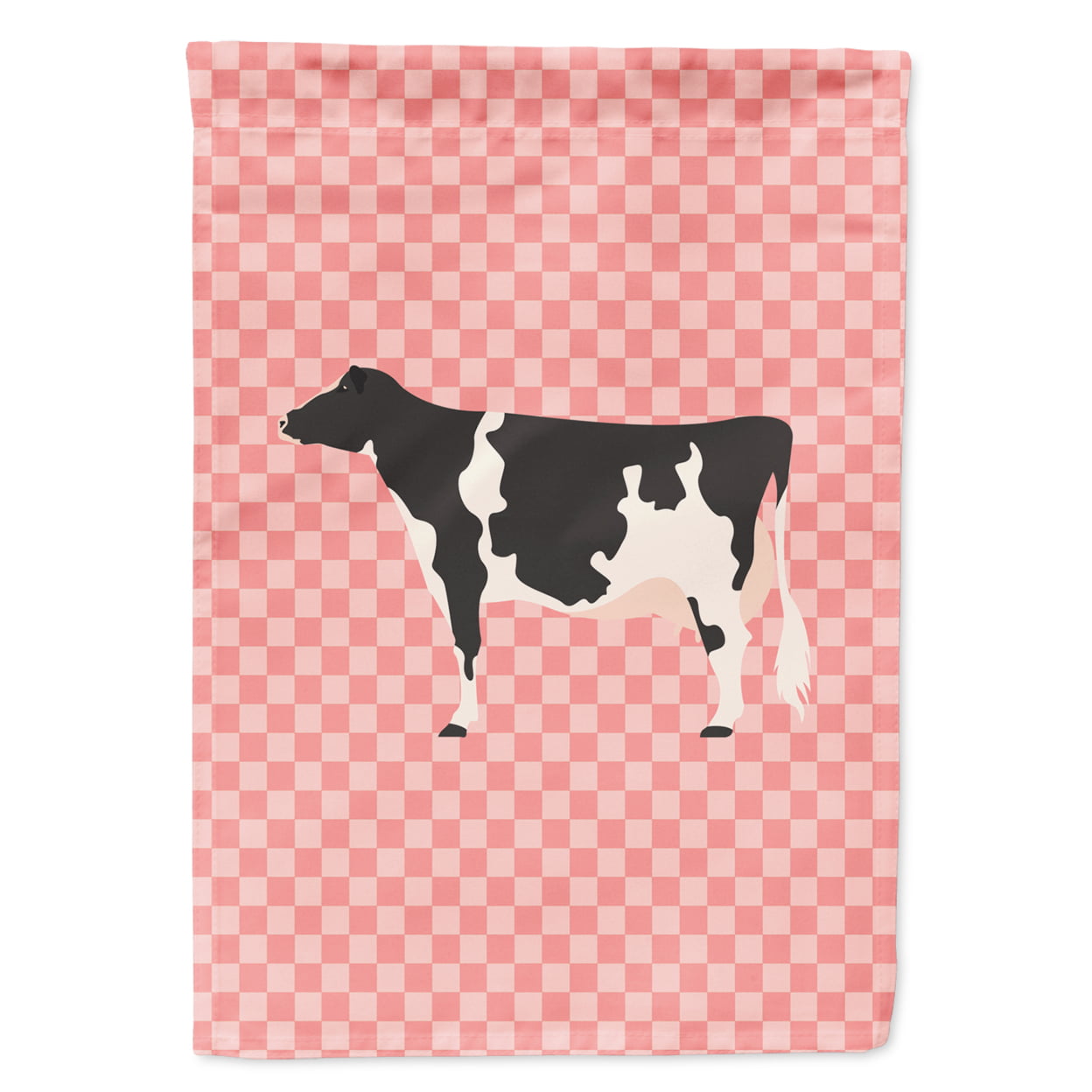 Holstein Cow Pink Check Flag Garden Size