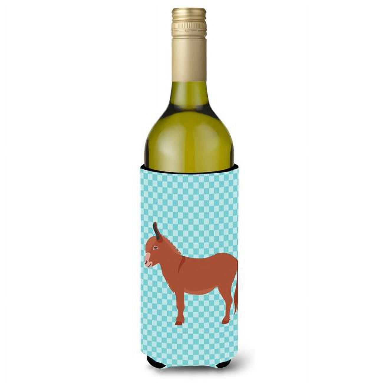 Picture of Carolines Treasures BB8022LITERK Irish Donkey Blue Check Wine Bottle Beverge Insulator Hugger