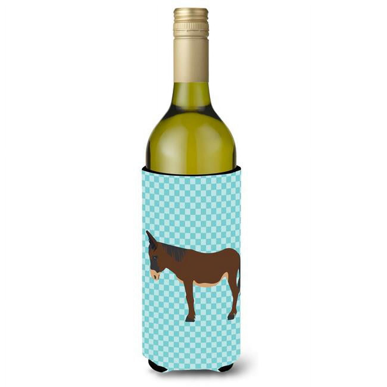 Picture of Carolines Treasures BB8027LITERK Zamorano-Leones Donkey Blue Check Wine Bottle Beverge Insulator Hugger