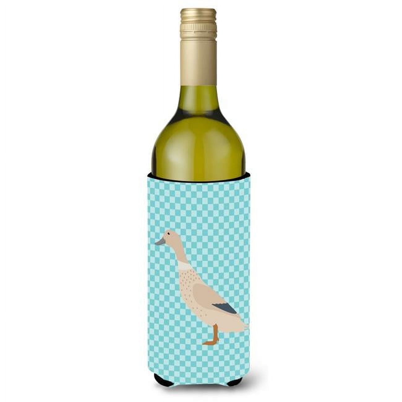 Picture of Carolines Treasures BB8032LITERK West Harlequin Duck Blue Check Wine Bottle Beverge Insulator Hugger