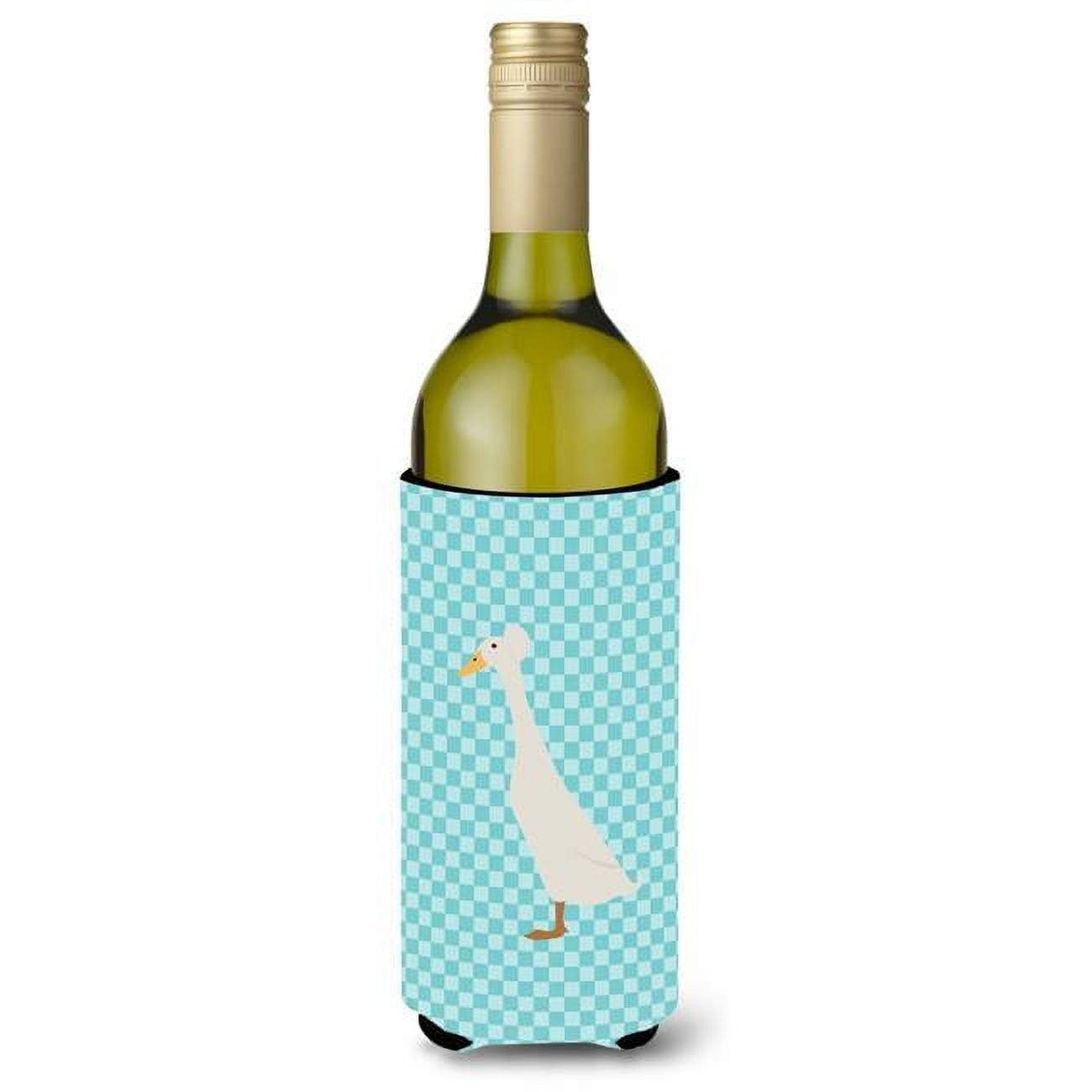 Picture of Carolines Treasures BB8033LITERK Bali Duck Blue Check Wine Bottle Beverge Insulator Hugger