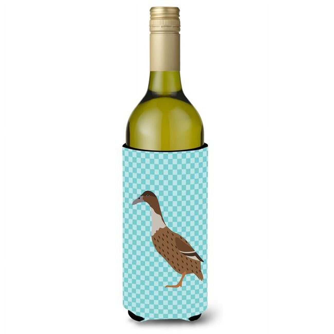 Picture of Carolines Treasures BB8035LITERK Dutch Hook Bill Duck Blue Check Wine Bottle Beverge Insulator Hugger