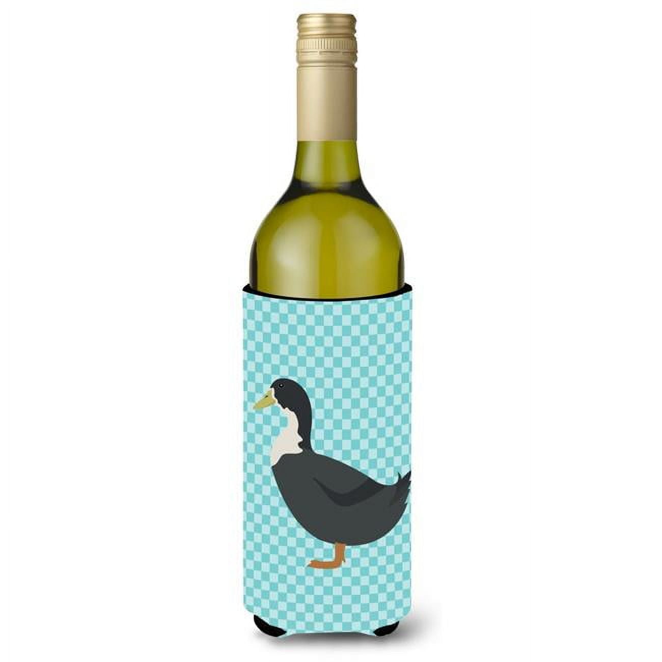 Picture of Carolines Treasures BB8036LITERK Blue Swedish Duck Blue Check Wine Bottle Beverge Insulator Hugger
