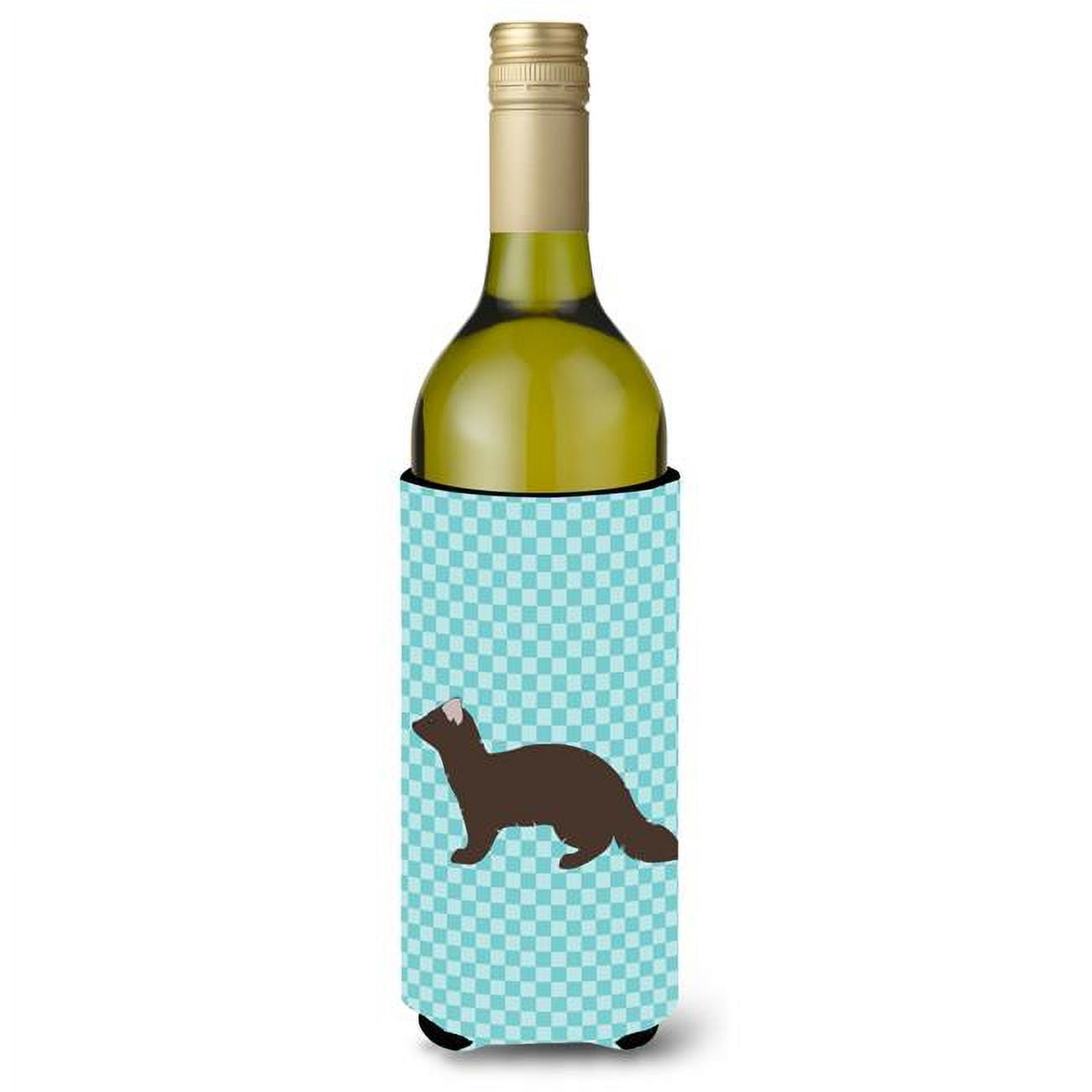 Picture of Carolines Treasures BB8043LITERK Sable Marten Blue Check Wine Bottle Beverge Insulator Hugger