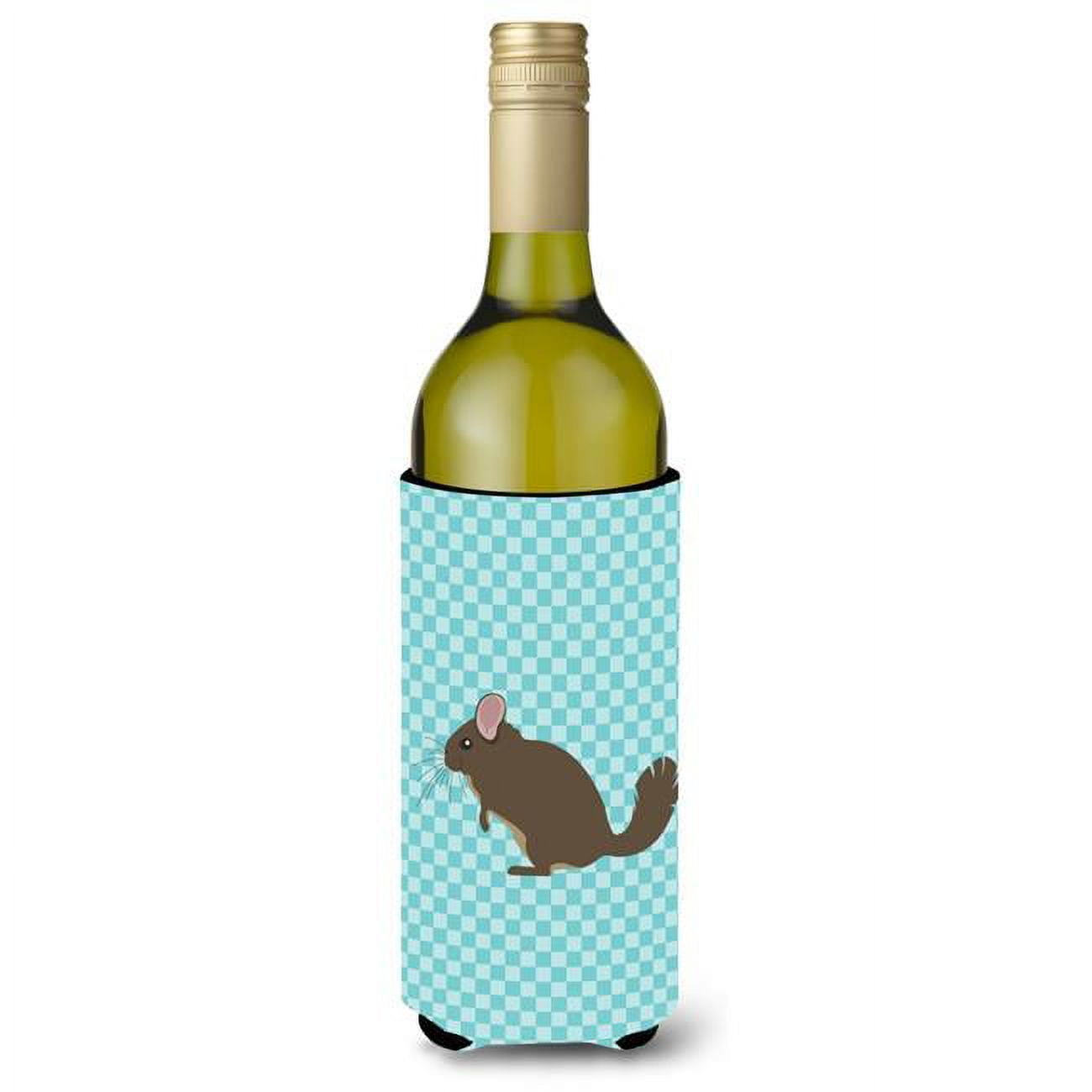 Picture of Carolines Treasures BB8049LITERK Chinchilla Blue Check Wine Bottle Beverge Insulator Hugger