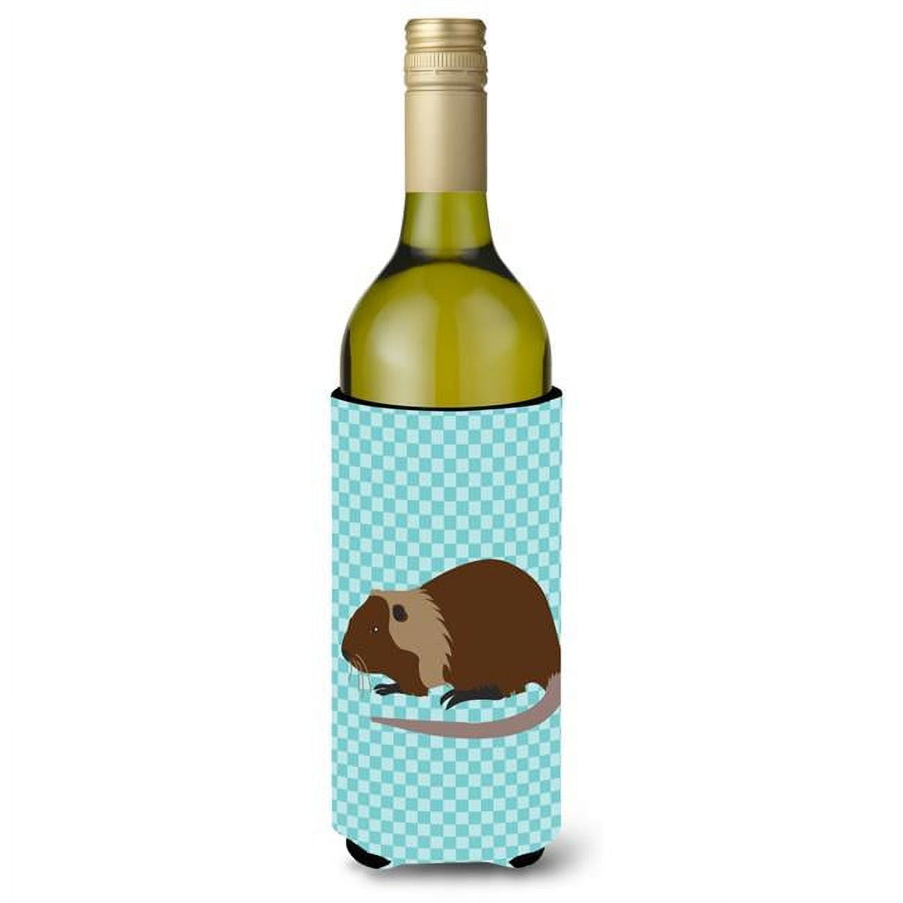 Picture of Carolines Treasures BB8053LITERK Coypu Nutria River Rat Blue Check Wine Bottle Beverge Insulator Hugger