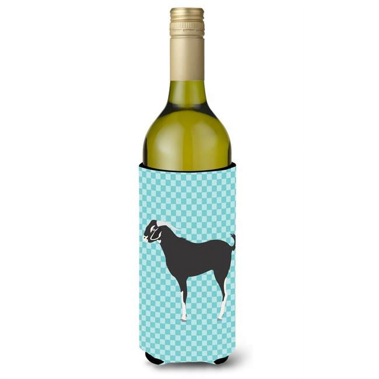 Picture of Carolines Treasures BB8058LITERK Black Bengal Goat Blue Check Wine Bottle Beverge Insulator Hugger