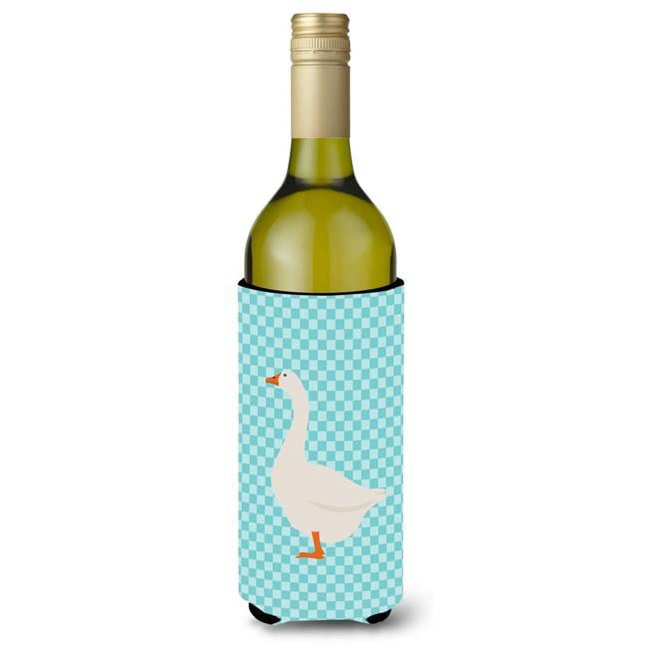 Picture of Carolines Treasures BB8066LITERK Embden Goose Blue Check Wine Bottle Beverge Insulator Hugger