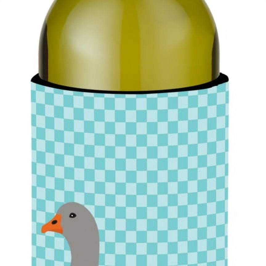 Picture of Carolines Treasures BB8067LITERK Pilgrim Goose Blue Check Wine Bottle Beverge Insulator Hugger
