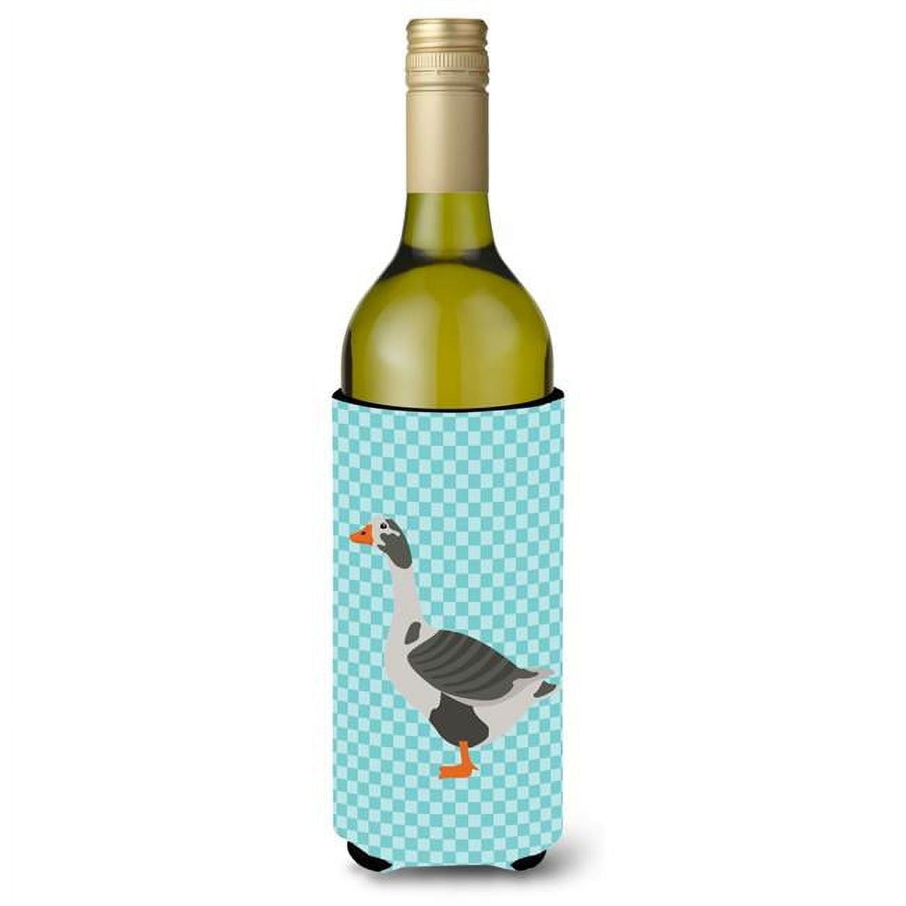 Picture of Carolines Treasures BB8069LITERK West of England Goose Blue Check Wine Bottle Beverge Insulator Hugger