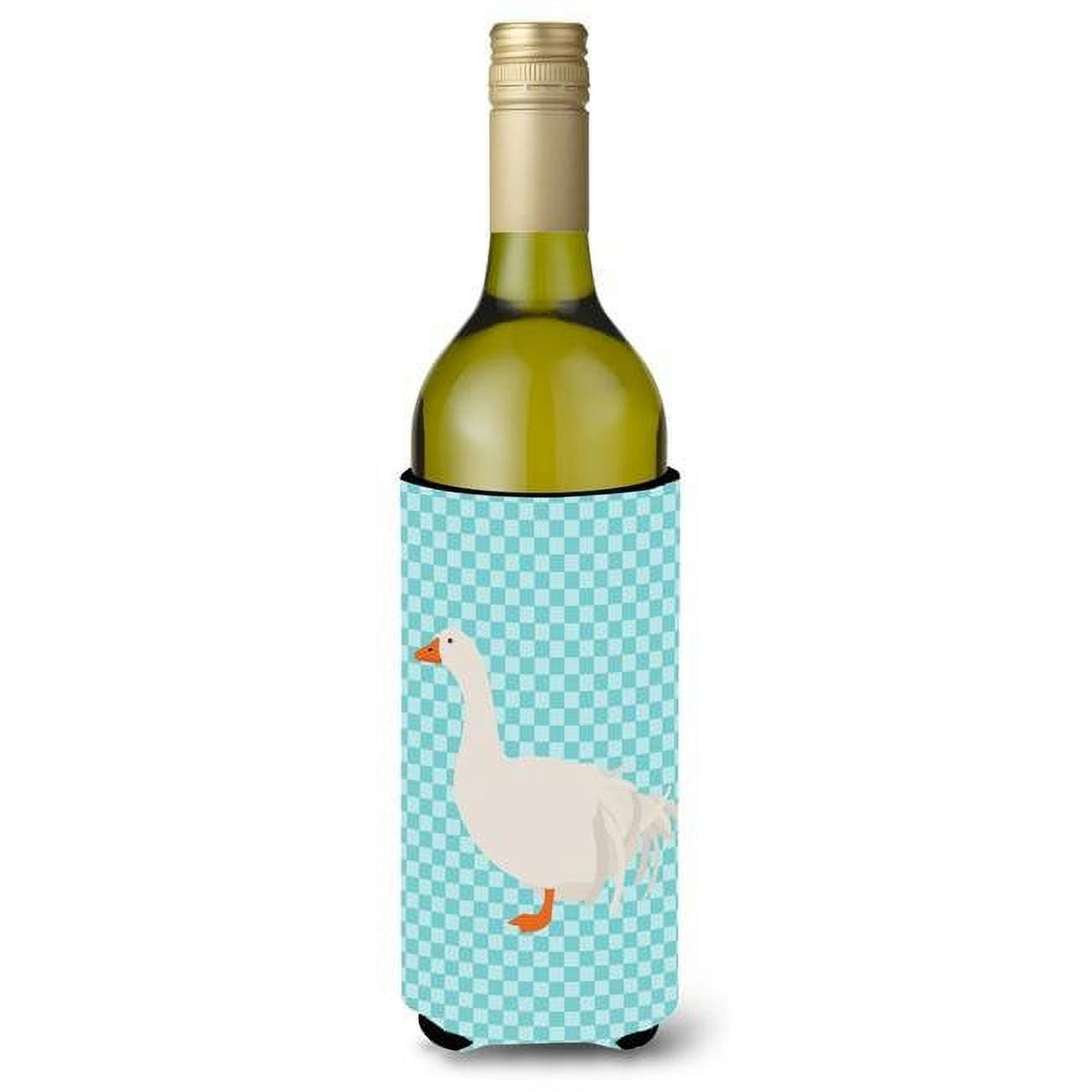 Picture of Carolines Treasures BB8076LITERK Sebastopol Goose Blue Check Wine Bottle Beverge Insulator Hugger