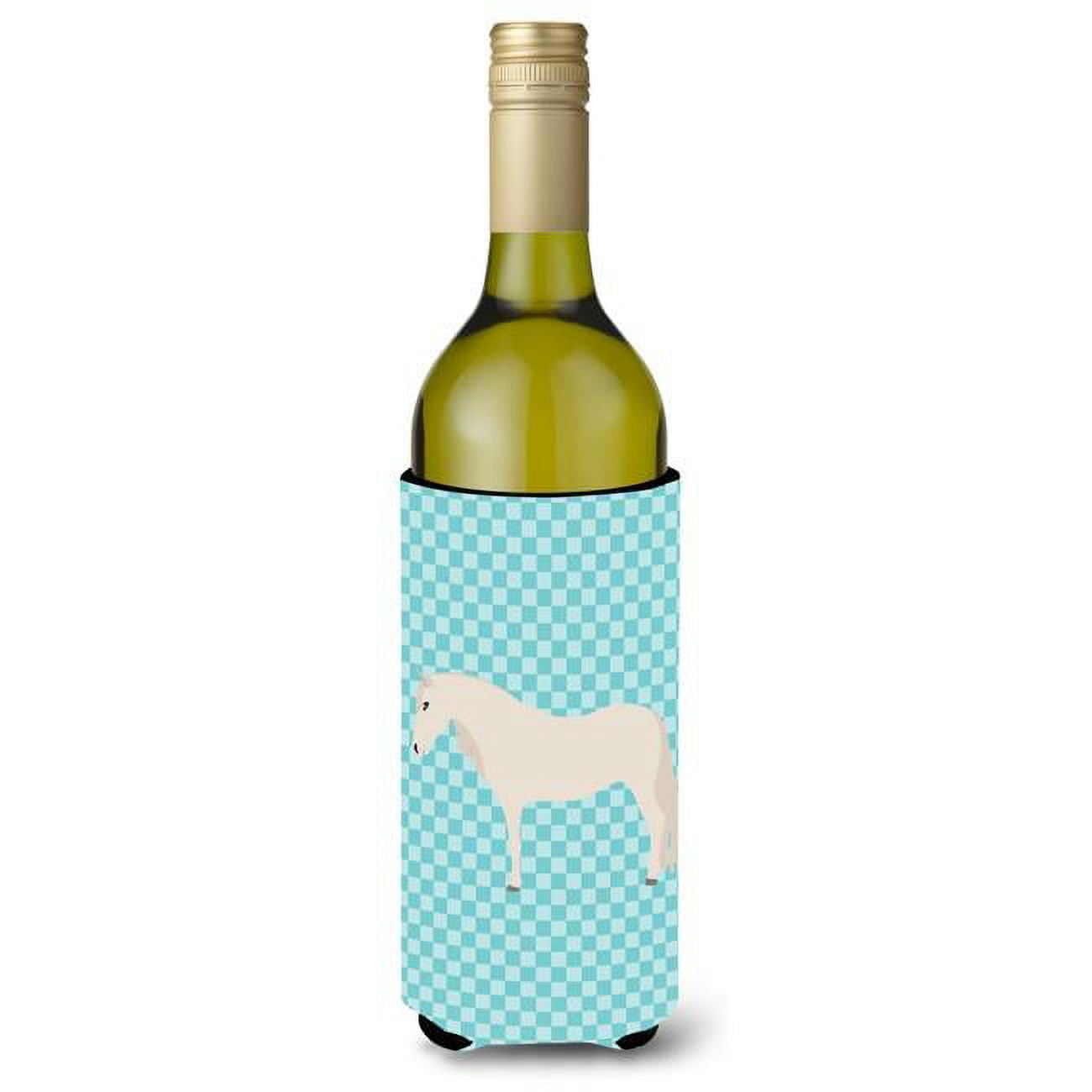 Picture of Carolines Treasures BB8079LITERK Paso Fino Horse Blue Check Wine Bottle Beverge Insulator Hugger