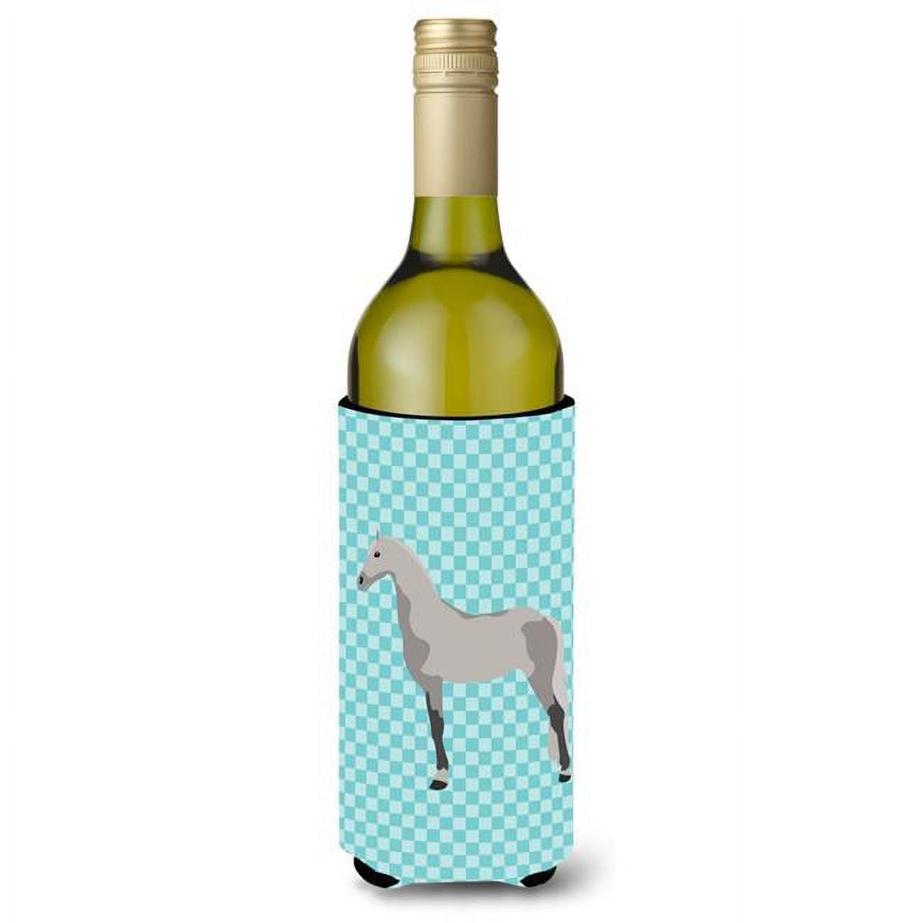 Picture of Carolines Treasures BB8082LITERK Orlov Trotter Horse Blue Check Wine Bottle Beverge Insulator Hugger