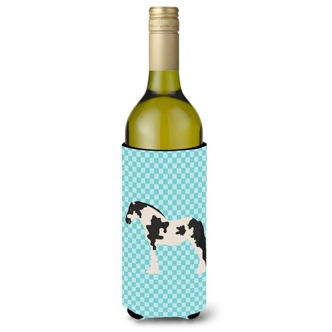 Picture of Carolines Treasures BB8086LITERK Cyldesdale Horse Blue Check Wine Bottle Beverge Insulator Hugger