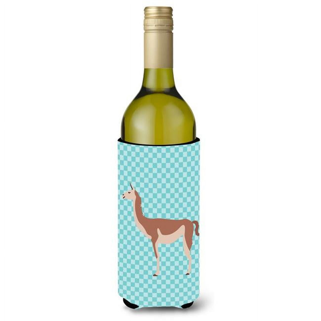 Picture of Carolines Treasures BB8095LITERK Guanaco Blue Check Wine Bottle Beverge Insulator Hugger