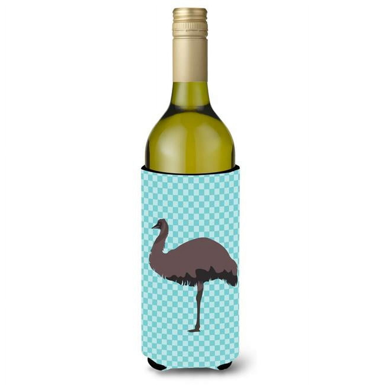 Picture of Carolines Treasures BB8096LITERK Emu Blue Check Wine Bottle Beverge Insulator Hugger