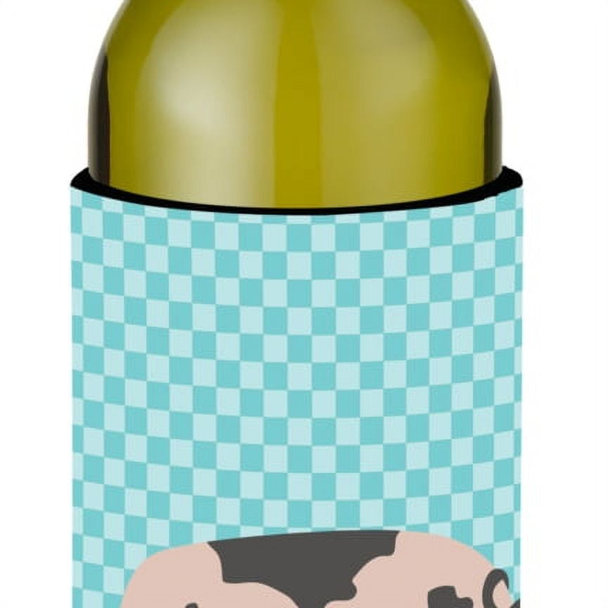 Picture of Carolines Treasures BB8114LITERK Gloucester Old Spot Pig Blue Check Wine Bottle Beverge Insulator Hugger