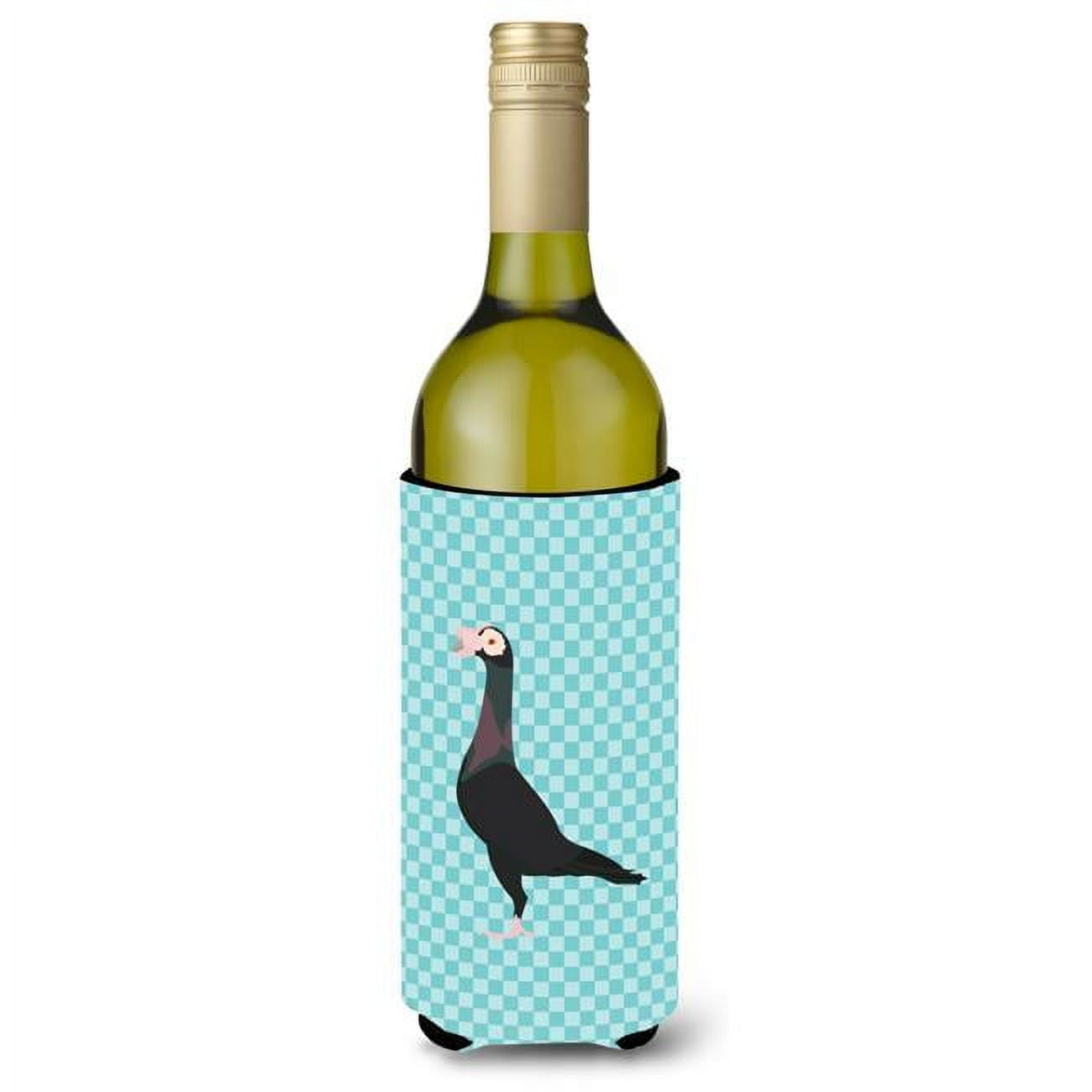 Picture of Carolines Treasures BB8119LITERK English Carrier Pigeon Blue Check Wine Bottle Beverge Insulator Hugger