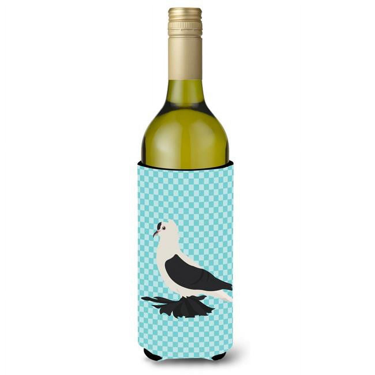 Picture of Carolines Treasures BB8120LITERK Saxon Fairy Swallow Pigeon Blue Check Wine Bottle Beverge Insulator Hugger