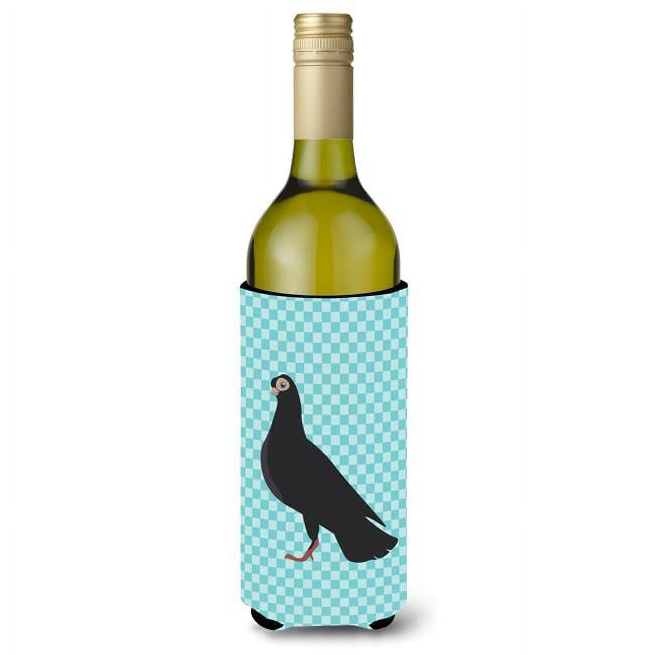 Picture of Carolines Treasures BB8121LITERK Budapest Highflyer Pigeon Blue Check Wine Bottle Beverge Insulator Hugger