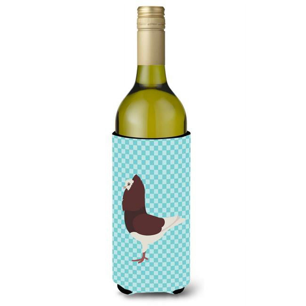 Picture of Carolines Treasures BB8122LITERK Capuchin Red Pigeon Blue Check Wine Bottle Beverge Insulator Hugger