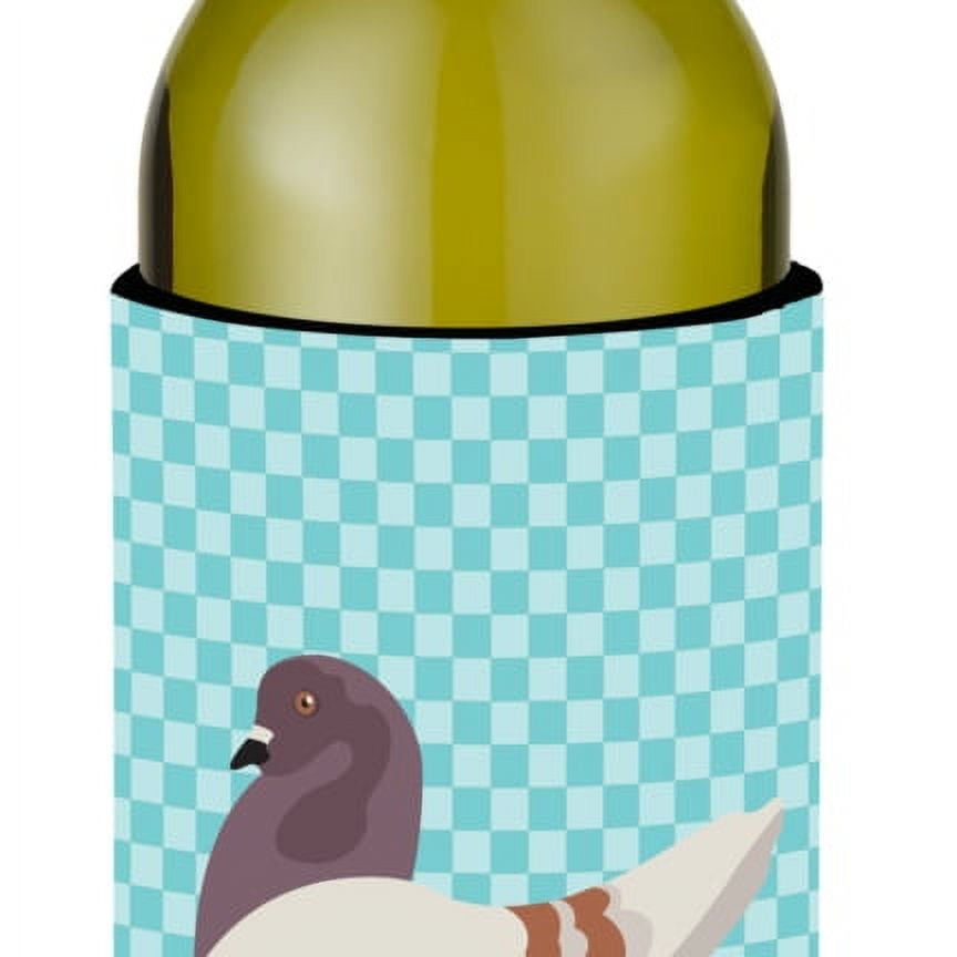 Picture of Carolines Treasures BB8123LITERK German Modena Pigeon Blue Check Wine Bottle Beverge Insulator Hugger