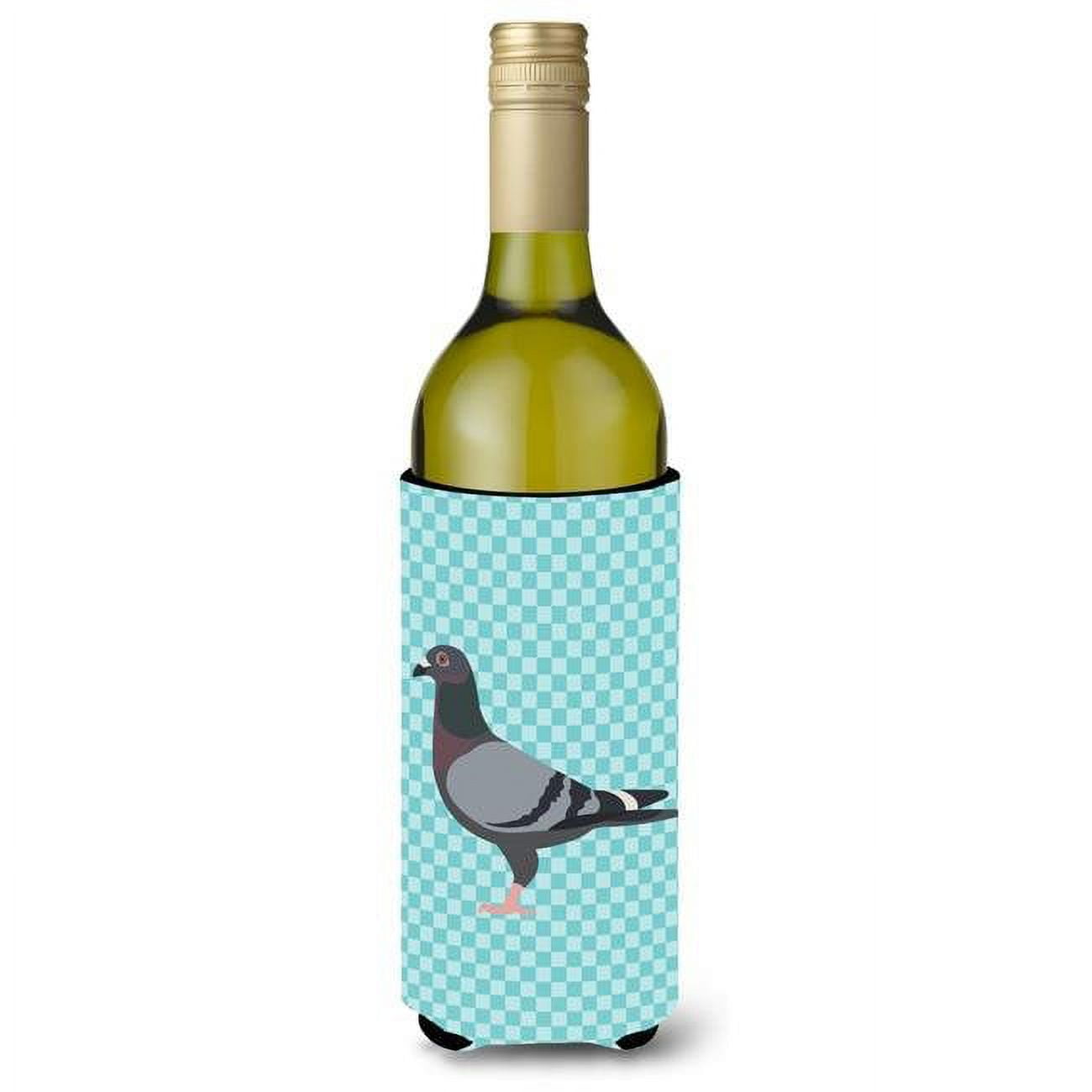 Picture of Carolines Treasures BB8125LITERK Racing Pigeon Blue Check Wine Bottle Beverge Insulator Hugger