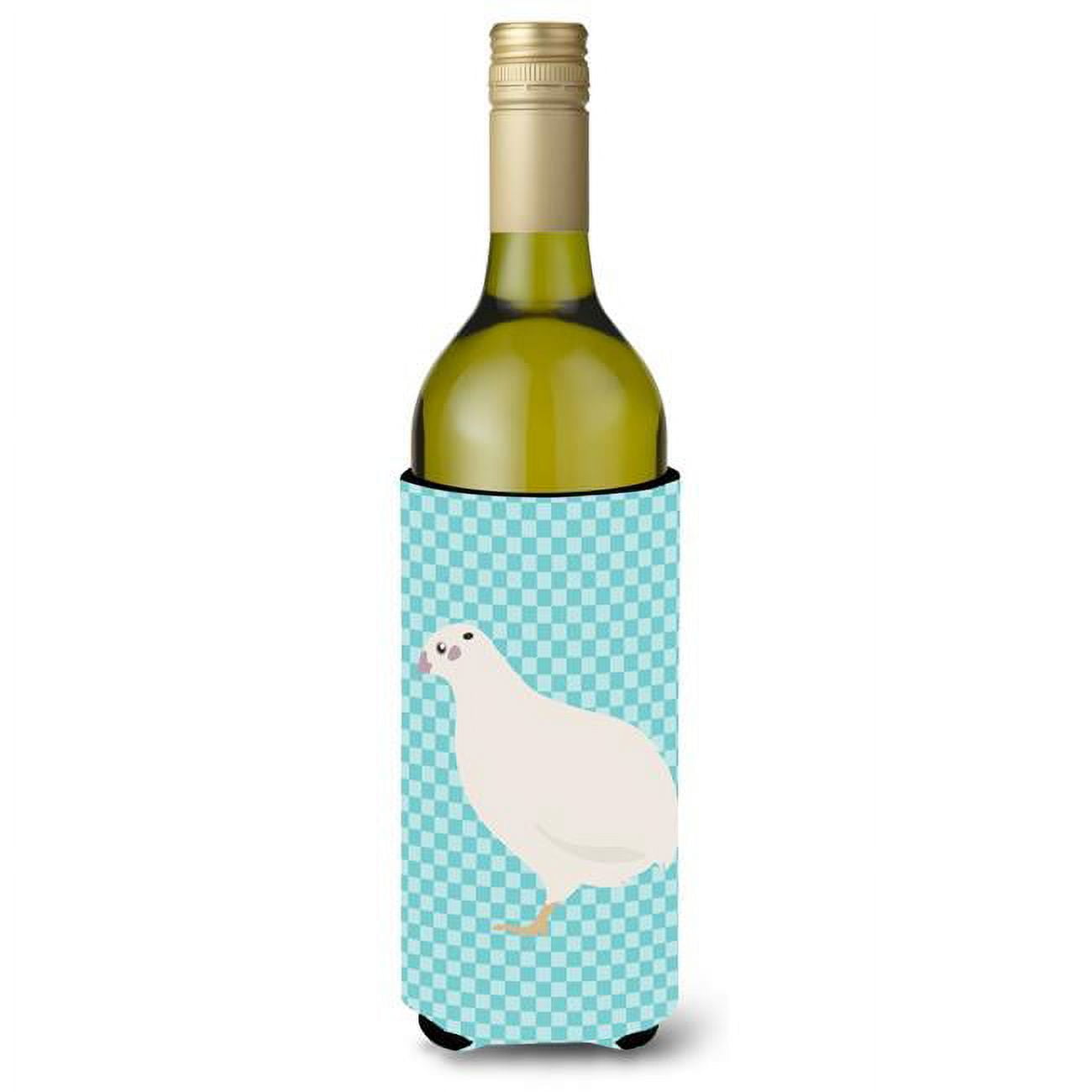 Picture of Carolines Treasures BB8131LITERK Texas Quail Blue Check Wine Bottle Beverge Insulator Hugger