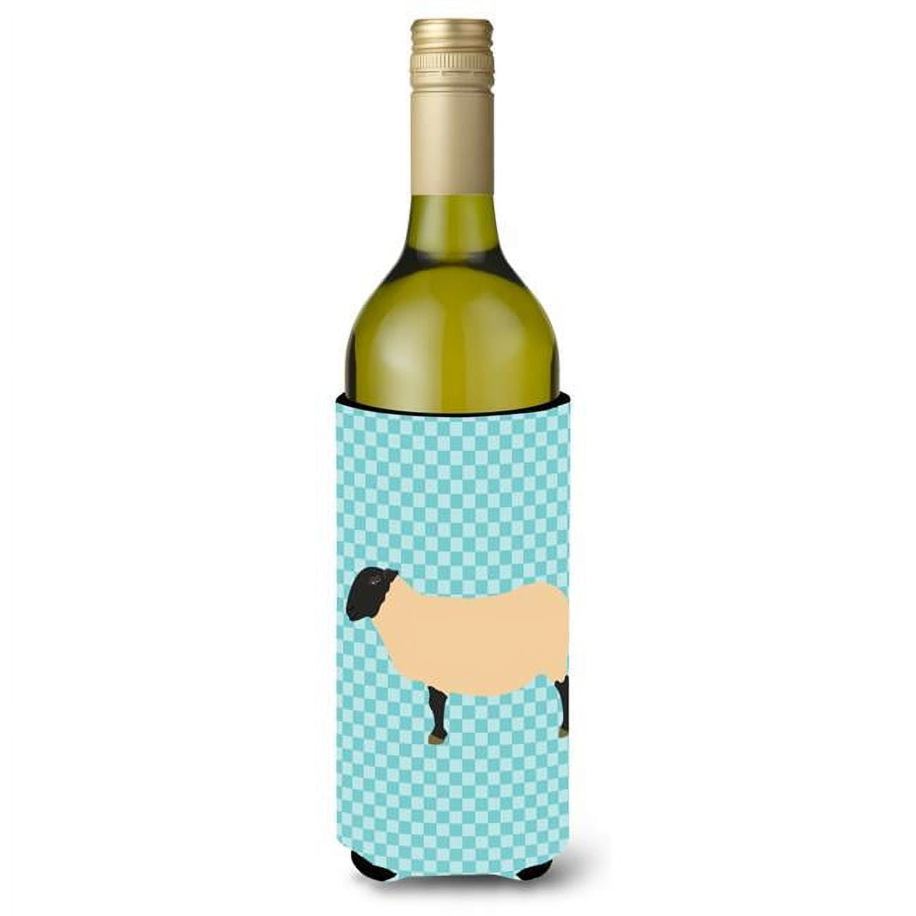 Picture of Carolines Treasures BB8146LITERK Suffolk Sheep Blue Check Wine Bottle Beverge Insulator Hugger